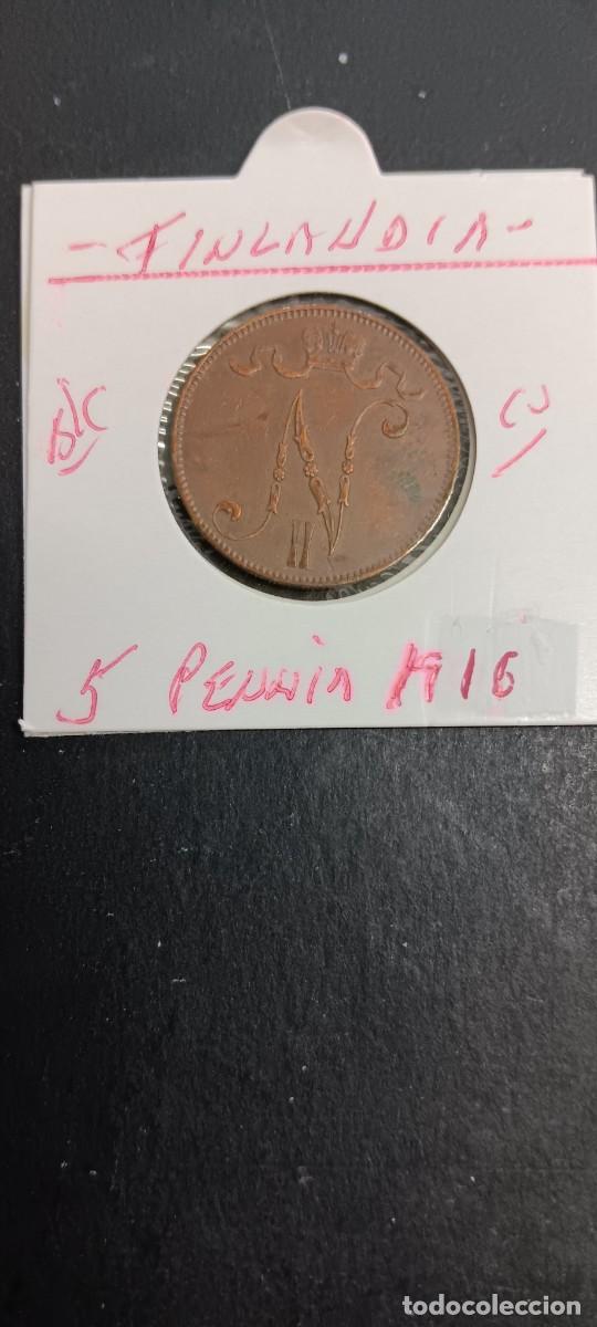 Monedas antiguas de Europa: FINLANDIA 5 PENNIA 1916 BC KM=15(COBRE) ZAR NICOLAS II