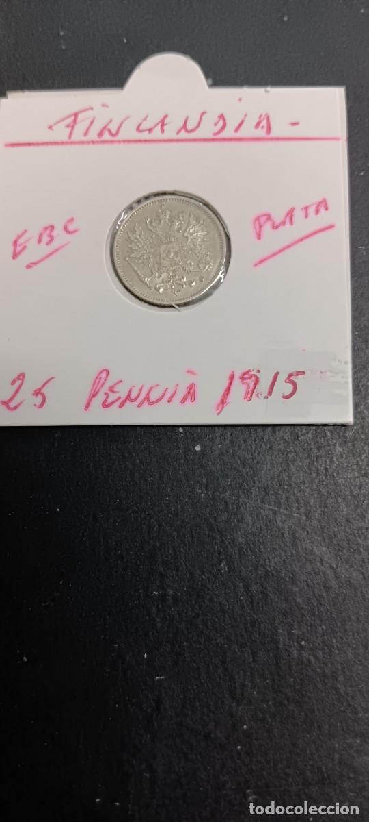 Monedas antiguas de Europa: FINLANDIA 25 PENNIA 1915 EBC KM=6.2(PLATA) ZAR NICOLAS II