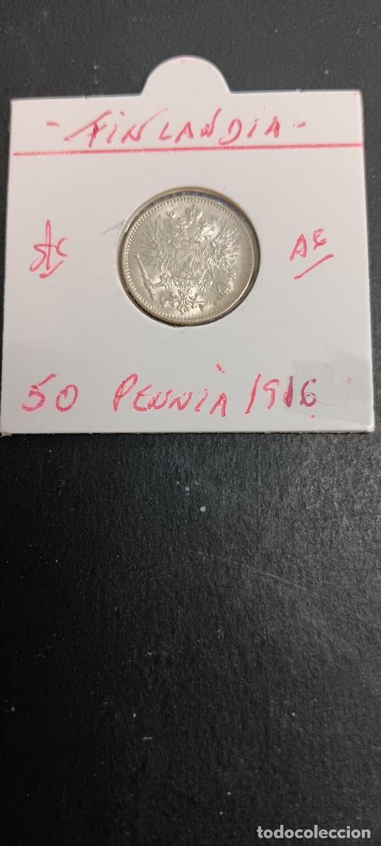 Monedas antiguas de Europa: FINLANDIA 50 PENNIA 1916 EBC KM=2.2(PLATA) ZAR NICOLAS II