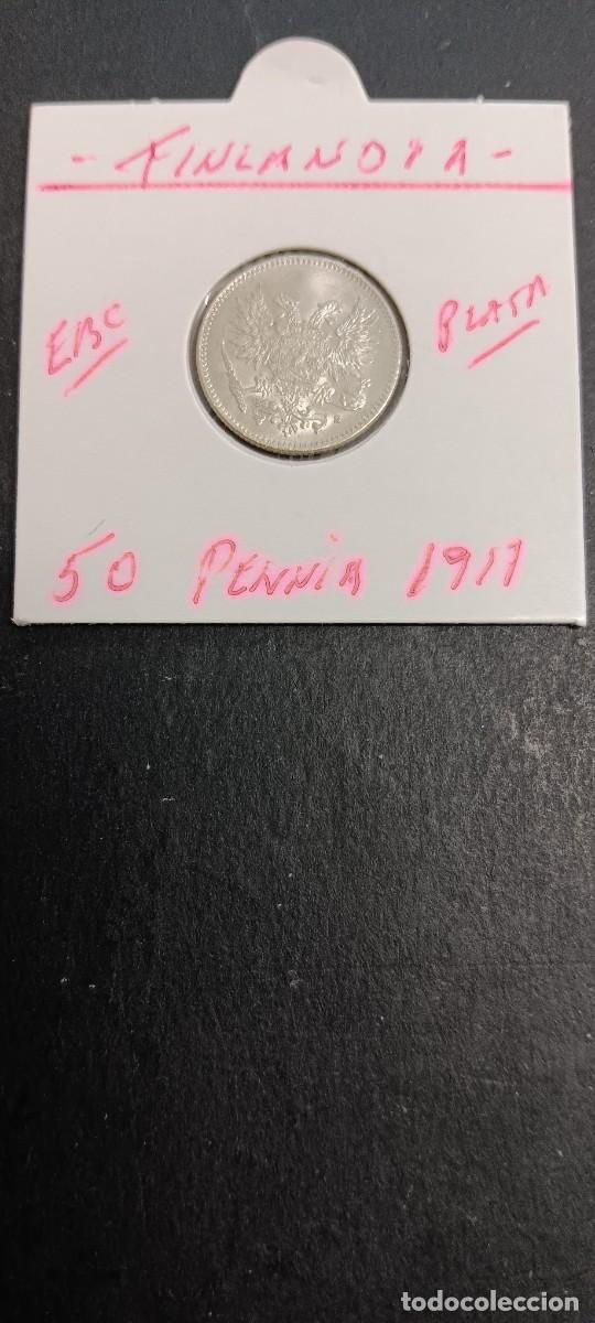 Monedas antiguas de Europa: FINLANDIA 50 PENNIA 1917 EBC KM=20(PLATA) GOBIERNO PROVISIONAL