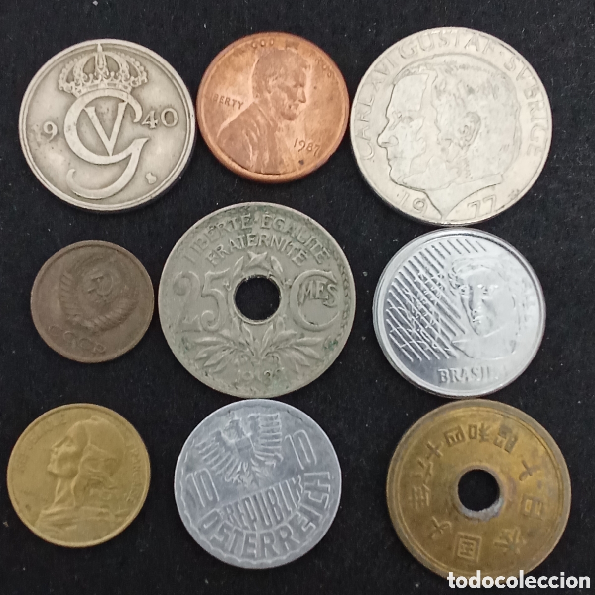 Monedas antiguas de Europa: Lote 9 monedas distintas internacionales