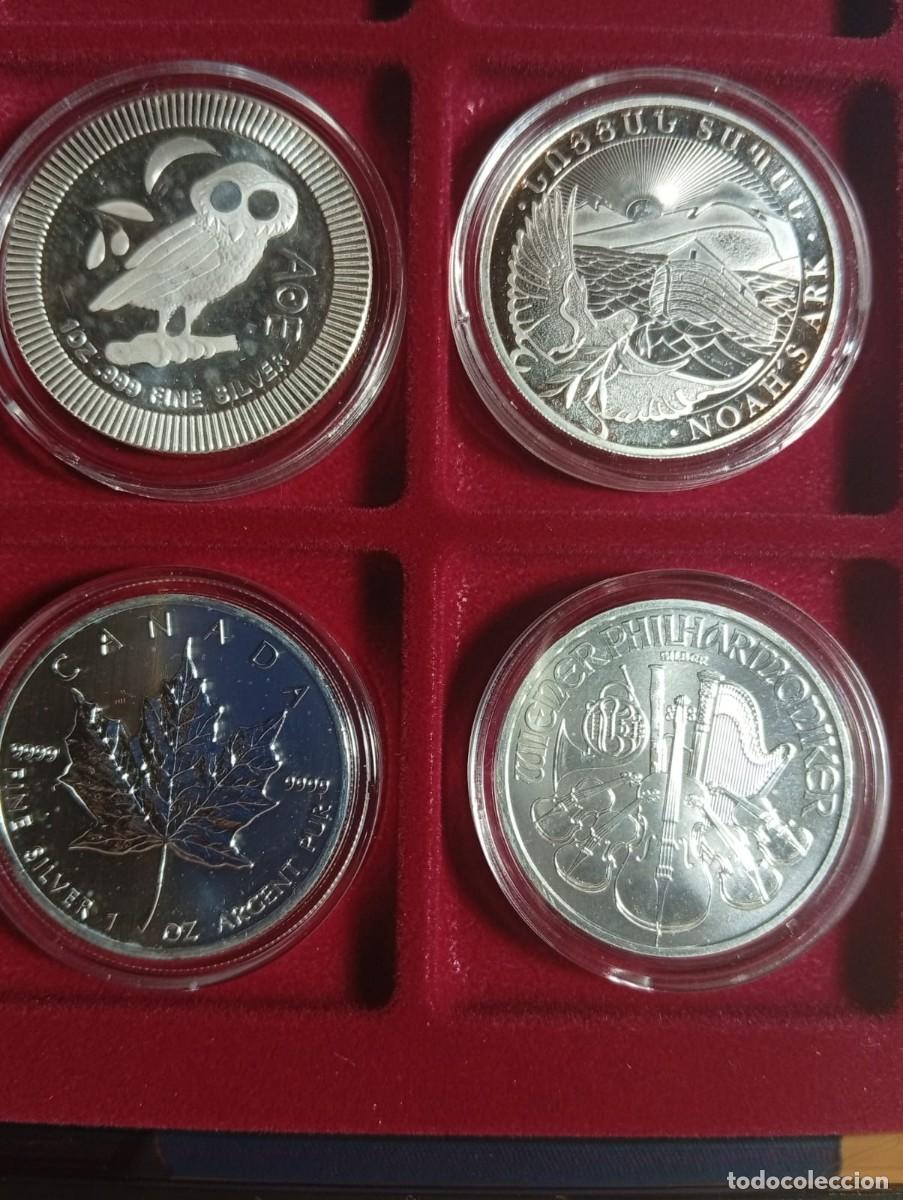 Monedas antiguas de Europa: Lote 4 onzas de plata 999 Filarm&oacute;nica, Hoja de Arce, buho AOE, Arca de No&eacute;.
