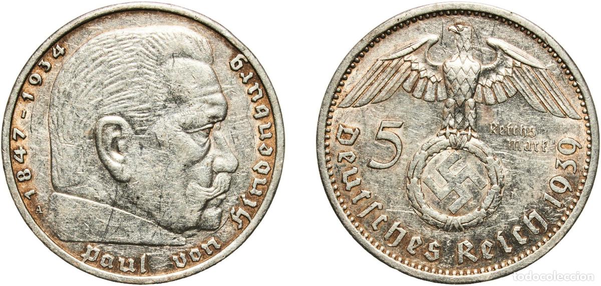 Monedas antiguas de Europa: Germany Third Reich 1939 A 5 Reichsmark (Paul von Hindenburg) Silver (.900) Berlin Mint (3427547) 1
