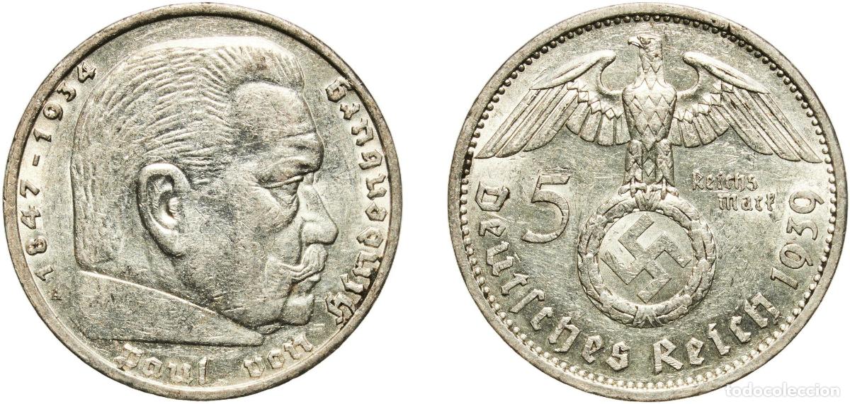 Monedas antiguas de Europa: Germany Third Reich 1939 A 5 Reichsmark (Paul von Hindenburg) Silver (.900) Berlin Mint (3427547) 1