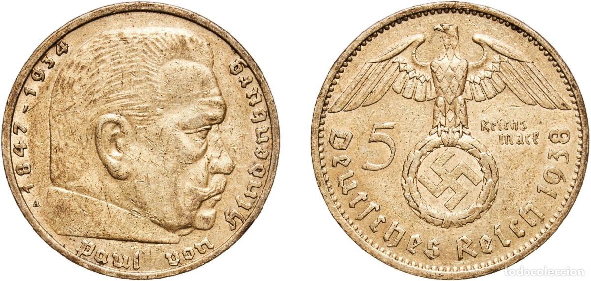 Monedas antiguas de Europa: Germany Third Reich 1938 A 5 Reichsmark (Paul von Hindenburg) Silver (.900) Berlin Mint (6788830) 1