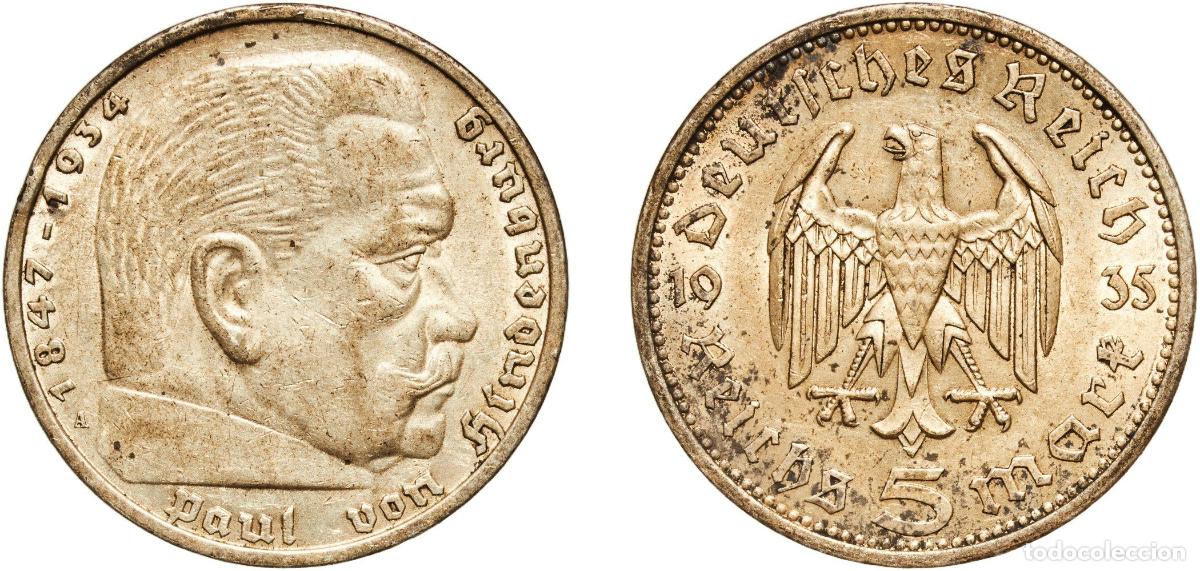 Monedas antiguas de Europa: Germany Third Reich 1935 A 5 Reichsmark (Paul von Hindenburg) Silver (.900) Berlin Mint (19324843)