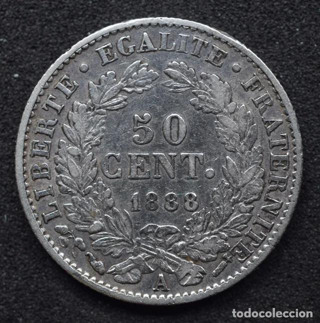 Monedas antiguas de Europa: 1888 - 50 C&Eacute;NTIMOS Plata - FRANCIA