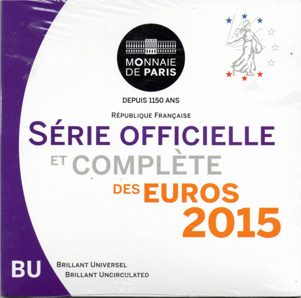 Monedas antiguas de Europa: FRANCIA 2015, CARTERA OFICIAL EUROSET, 8 VALORES, PRECINTADA, BU, 2 FOTOS