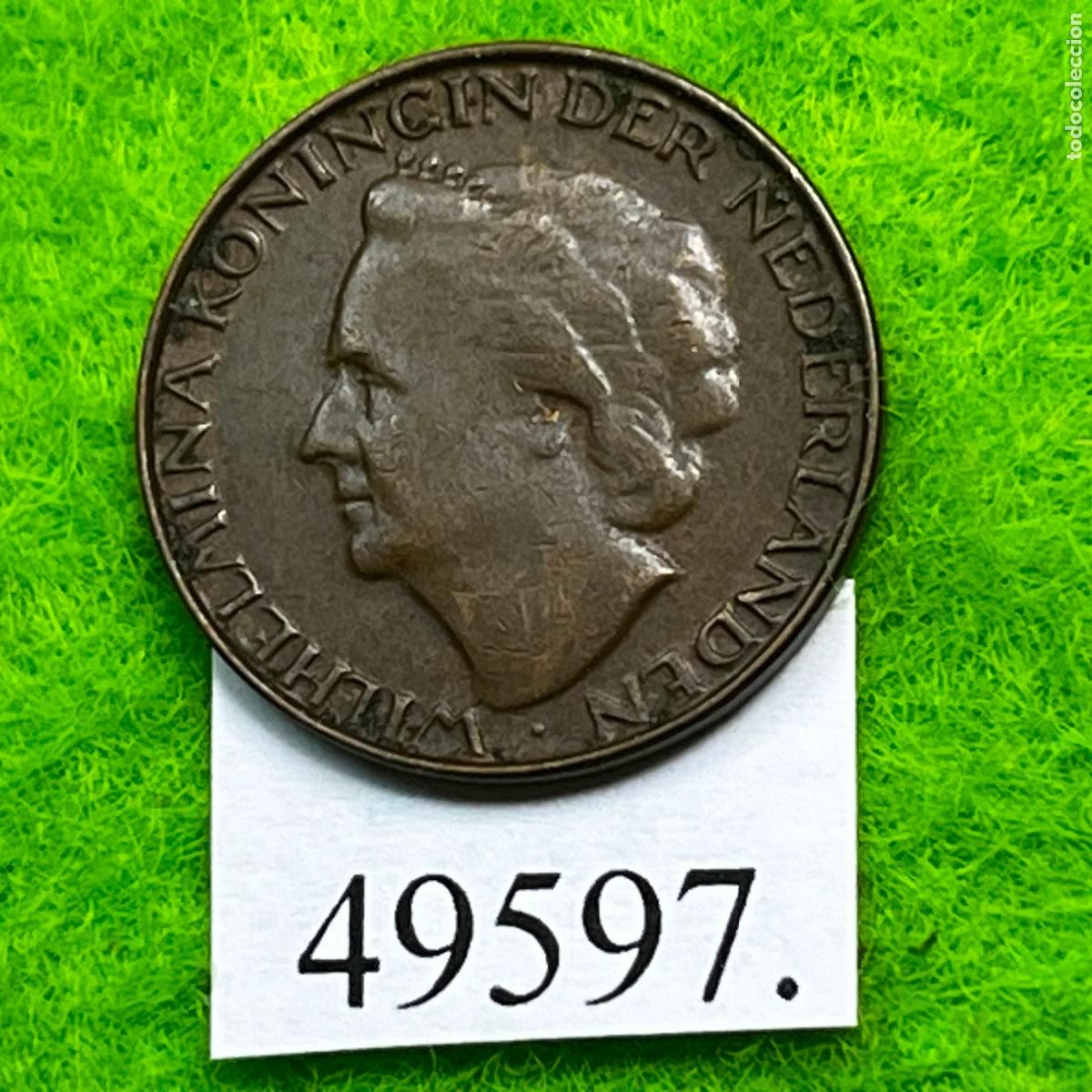 Monedas antiguas de Europa: Holanda 1 c&eacute;ntimo tipo unico de 1948, Reina Guillermina, dise&ntilde;ado por Ludwig Oswald Wenckebach