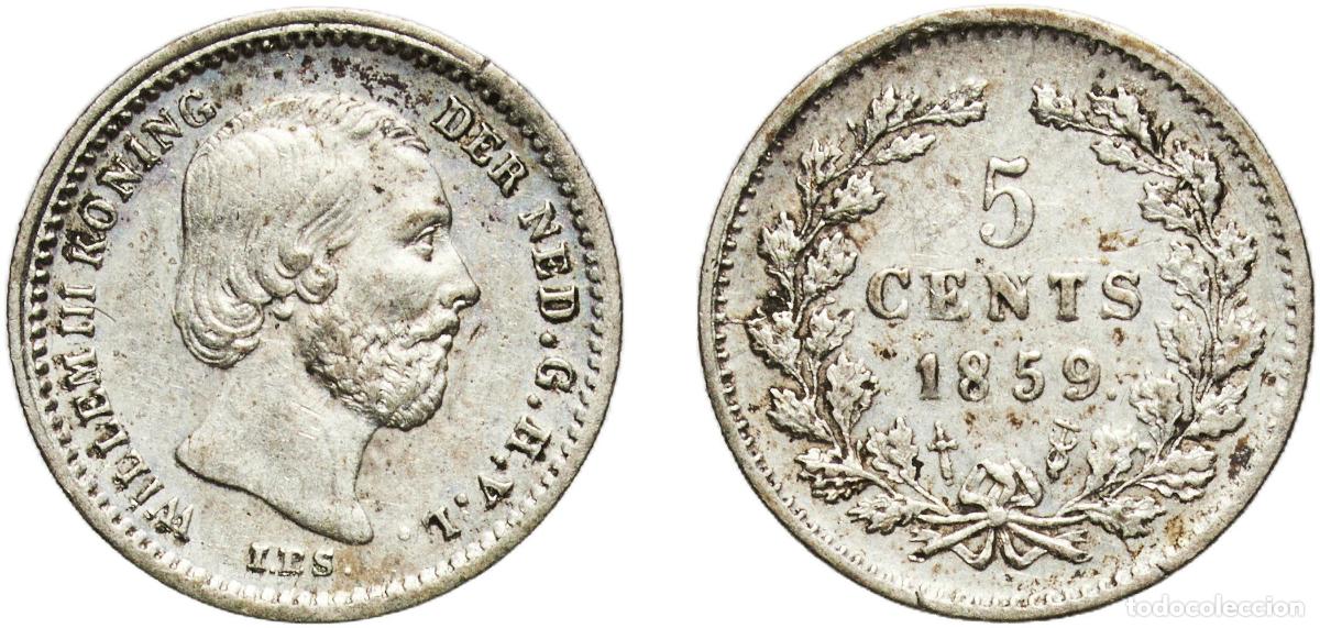 Monedas antiguas de Europa: Netherlands Kingdom 1859 5 Cents - Willem III Silver (.640) Utrecht Mint (400000) 0.66g XF KM 91