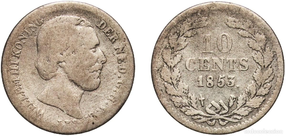 Monedas antiguas de Europa: Netherlands Kingdom 1853 10 Cents - Willem III Silver (.640) Utrecht Mint (1103527) 1.31g F Sch 642