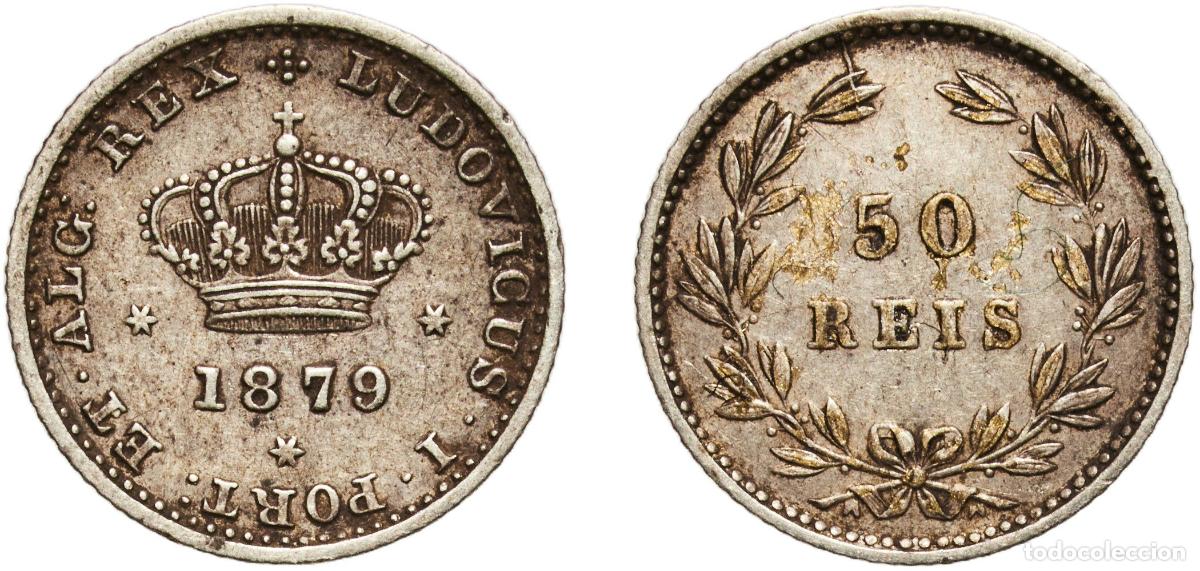 Monedas antiguas de Europa: Portugal Kingdom 1879 50 R&eacute;is - Luiz I Silver (.9166) Paris Mint (80000) 1.18g XF KM 506.1, 506.2