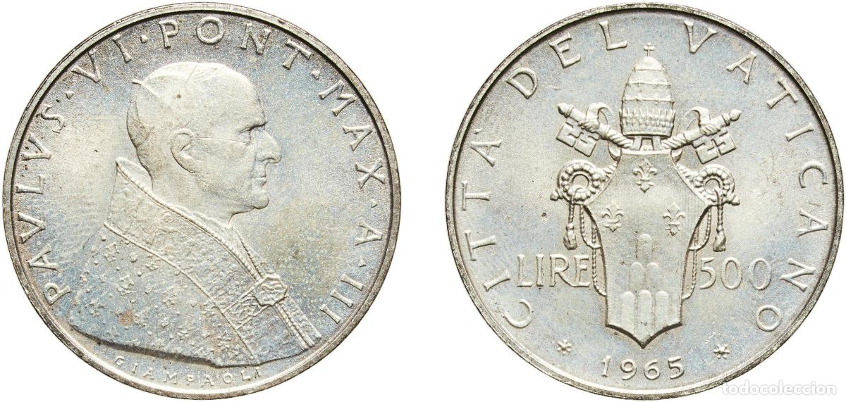 Monedas antiguas de Europa: Vatican City City State 1965 500 Lire - Pavlvs VI Silver (.835) Rome Mint (70000) 11g UNC KM 83 Be
