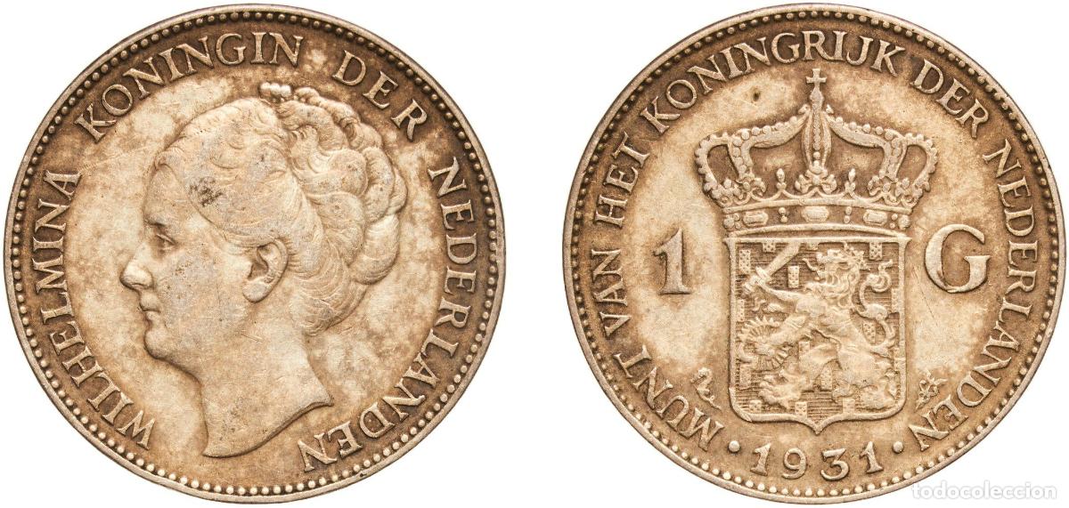 Monedas antiguas de Europa: Netherlands Kingdom 1931 1 Gulden - Wilhelmina Silver (.720) (28% copper) Utrecht Mint (38100000) 1