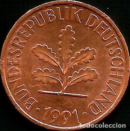 Monedas antiguas de Europa: ALEMANIA 1991 - CECA D (MUNICH) - 2 PFENNIG - KM 106a - CIRCULADA EBC