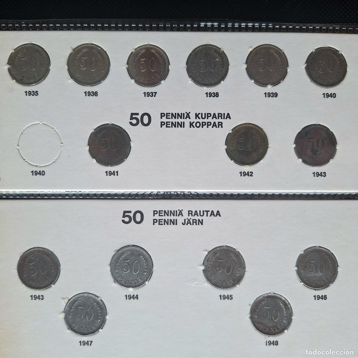 Alte M&uuml;nzen aus Europa: Finlandia. Lote de 15 monedas. 50 pennia entre 1935 y 1948