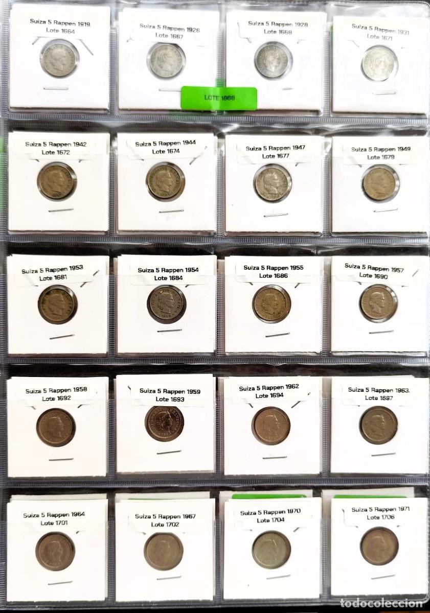 Alte M&uuml;nzen aus Europa: Suiza, Confederaci&oacute;n Helv&eacute;tica, 5 C&eacute;ntimos Bronce-Aluminio 1919-1987 (Total 60 Monedas) Lote 1868