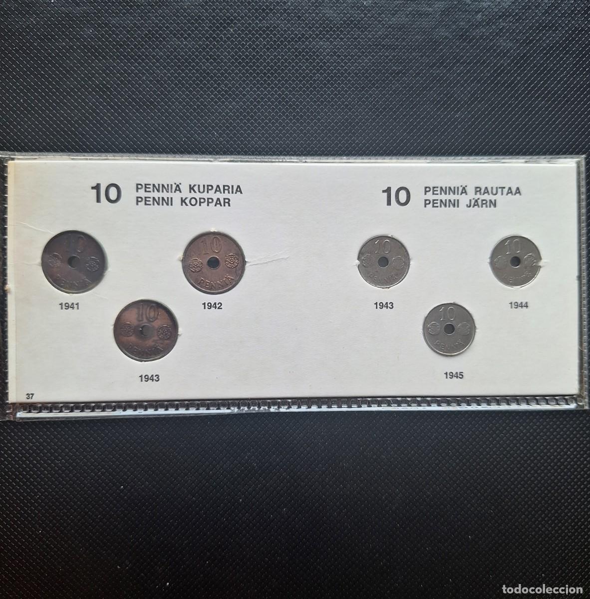Alte M&uuml;nzen aus Europa: Finlandia. Lote de 6 monedas. 10 pennia entre 1941 y 1945.