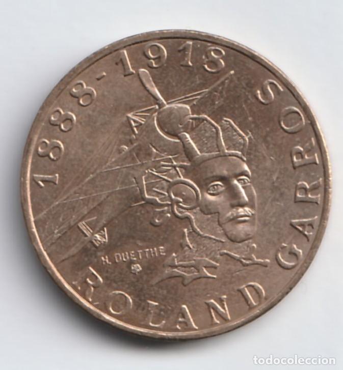 Monedas antiguas de Europa: Francia 10 francos, Roland Garros 1988 N&iacute;quel-lat&oacute;n, KM# 965 UNC