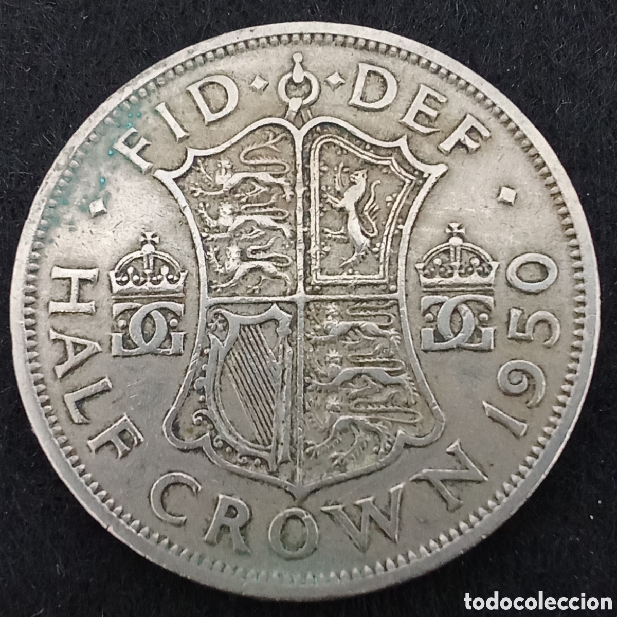 Moedas antigas da Europa: Reino unido &frac12; corona a&ntilde;o 1950