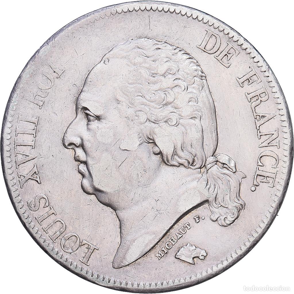 Monedas antiguas de Europa: [#1203439] Francia, Louis XVIII, 5 Francs, Louis XVIII, 1821, Paris, Plata, BC+, KM:711.1