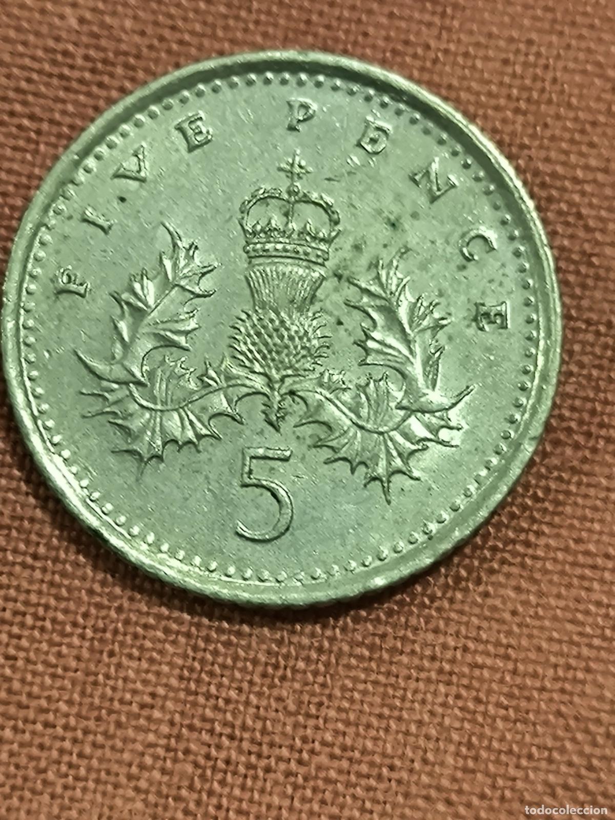 Old Coins of Europe: Moneda del Reino Unido 5 Pence Isabel II Anverso y Reverso Coleccionismo Numism&aacute;tica