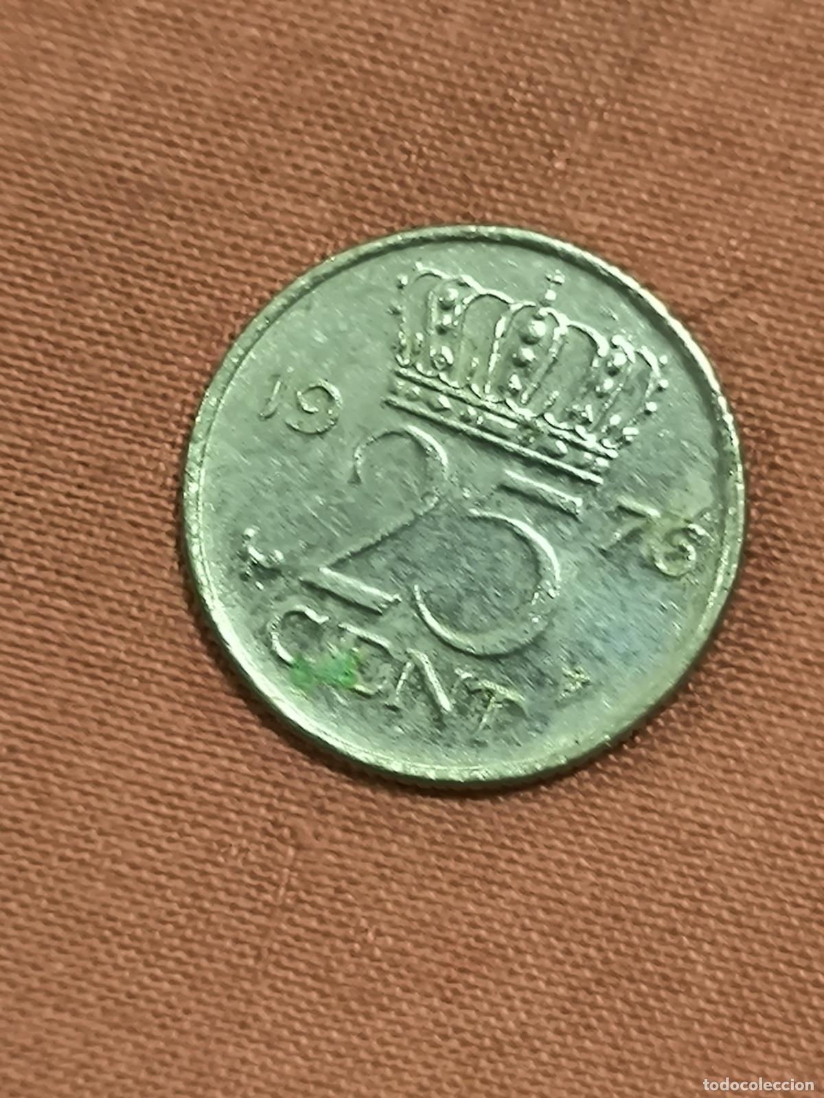 Old Coins of Europe: Moneda de los Pa&iacute;ses Bajos 25 Cent Juliana Anverso y Reverso Coleccionismo Numism&aacute;tica