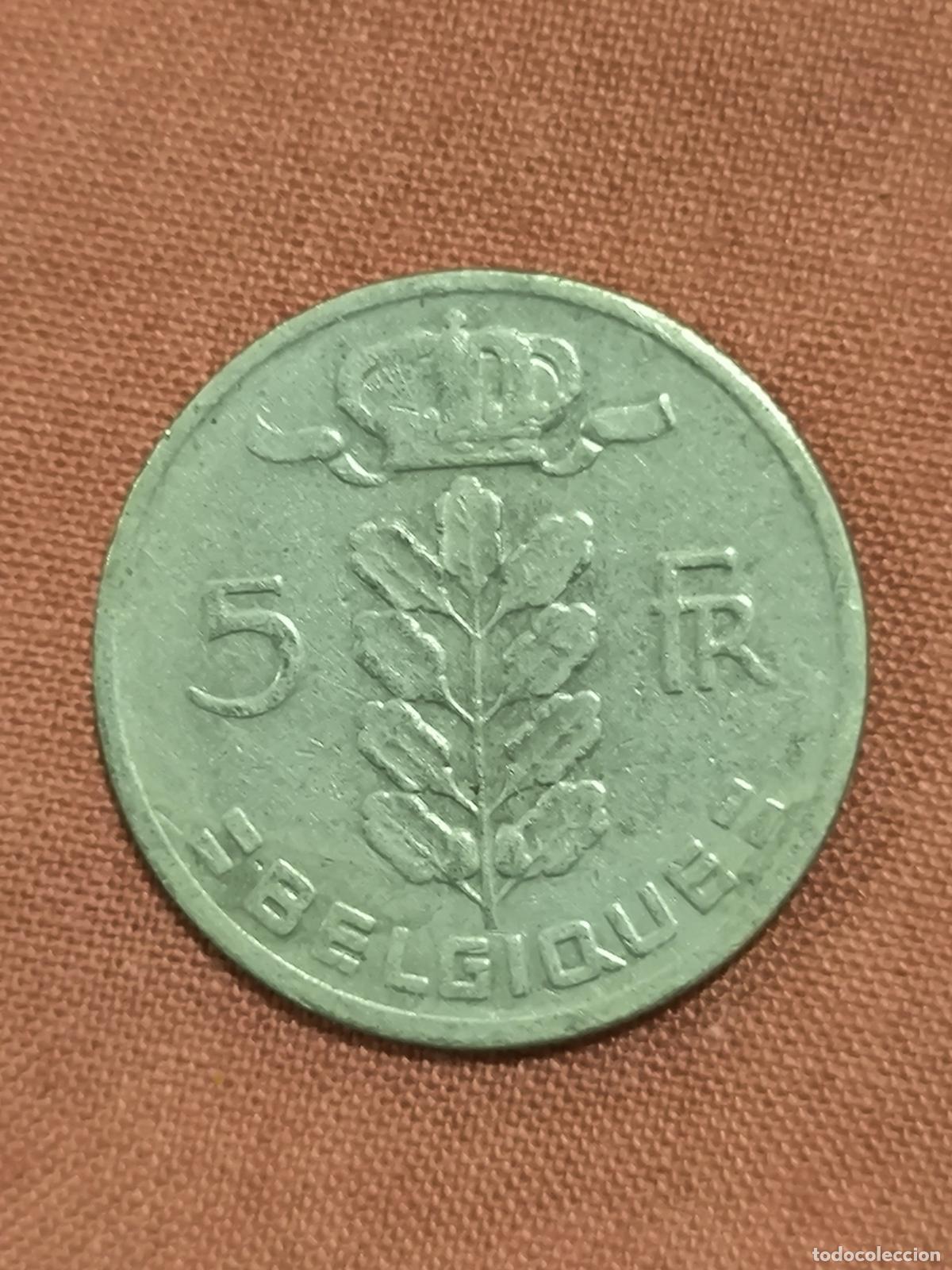 Alte M&uuml;nzen aus Europa: Moneda de Espa&ntilde;a 5 FR B&eacute;lgica Antigua Anverso y Reverso Coleccionismo Numism&aacute;tica