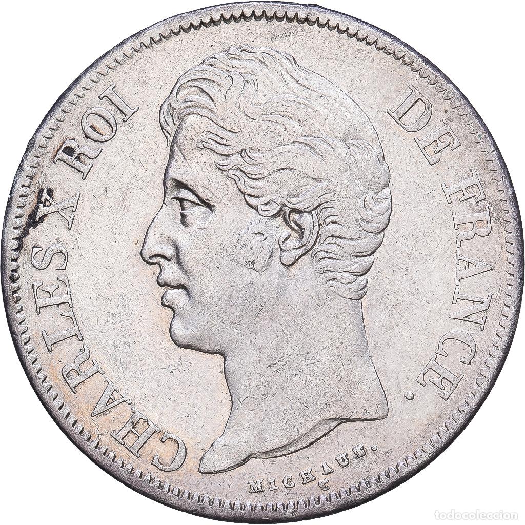 Monedas antiguas de Europa: [#1203440] Francia, 5 Francs, Charles X, 1828, Paris, Plata, MBC, KM:728.1