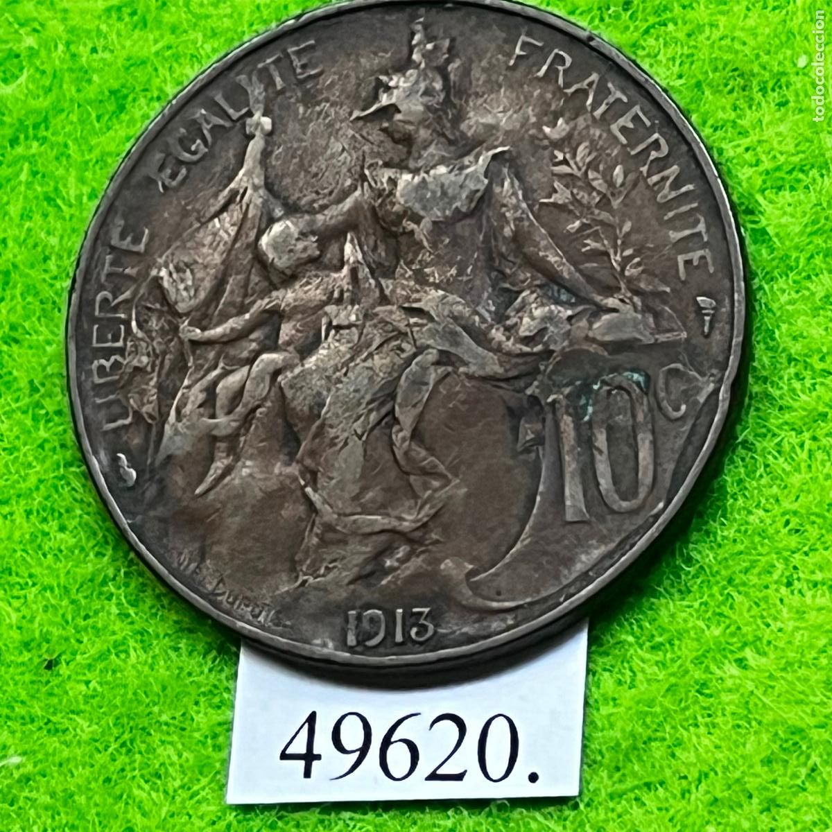 Monedas antiguas de Europa: Francia 10 c&eacute;ntimos 1913 - Foto 3