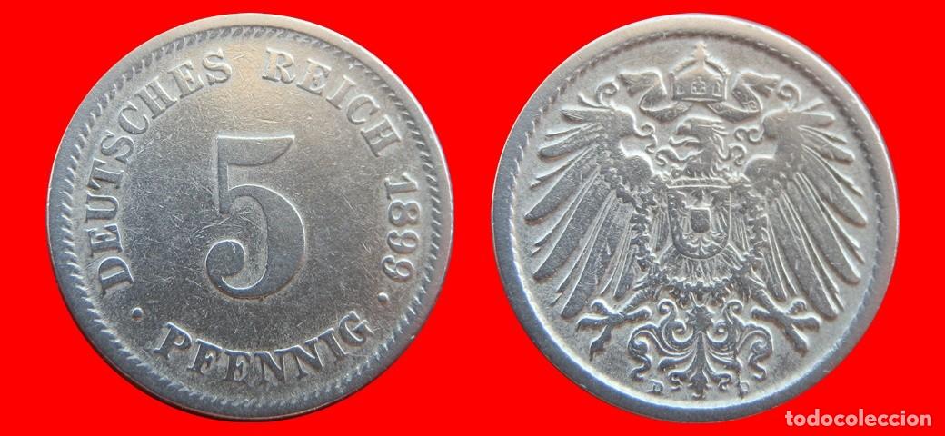 Alte M&uuml;nzen aus Europa: 5 PFENNIG 1899D IMPERIO ALEMANIA-156586