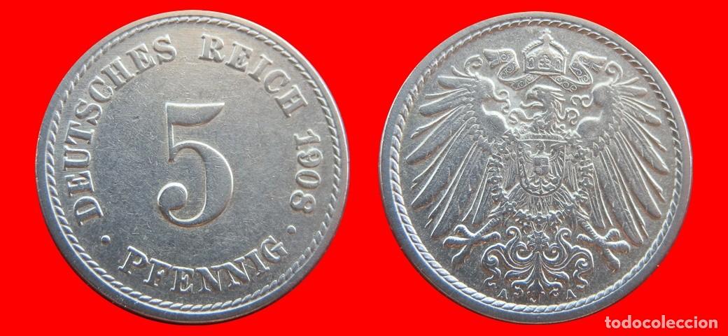 Alte M&uuml;nzen aus Europa: 5 PFENNIG 1908A IMPERIO ALEMANIA-156590