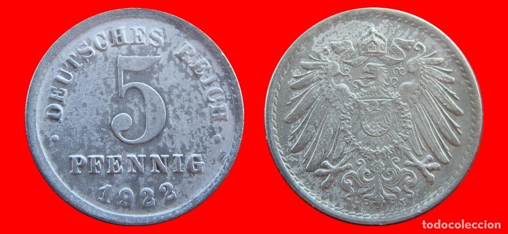 Old Coins of Europe: 5 PFENNIG 1922J IMPERIO ALEMANIA-156597