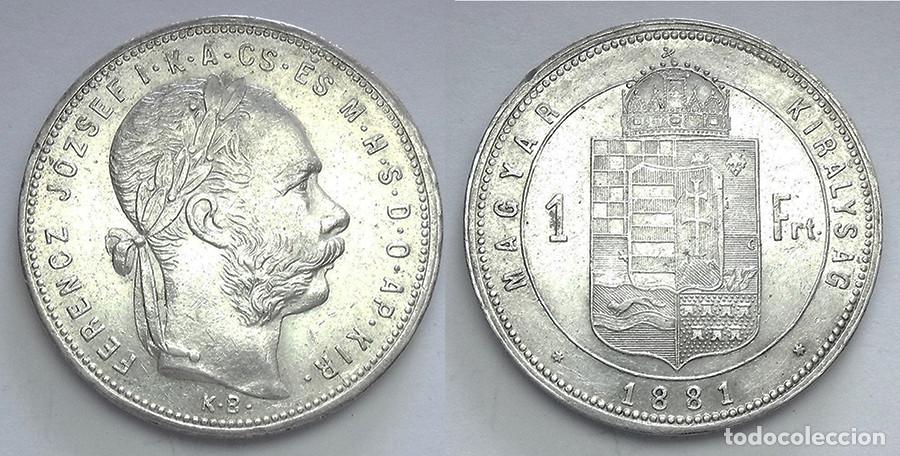 Old Coins of Europe: HUNGRIA - 1 FLOR&Iacute;N - 1881.KB - PLATA - MS60 - REF&ordf;: KM#465