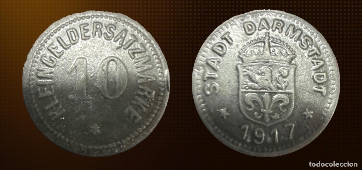 Old Coins of Europe: Darmstadt Notgeld Kleingeldersatzmarke 10 Pfennig 1917