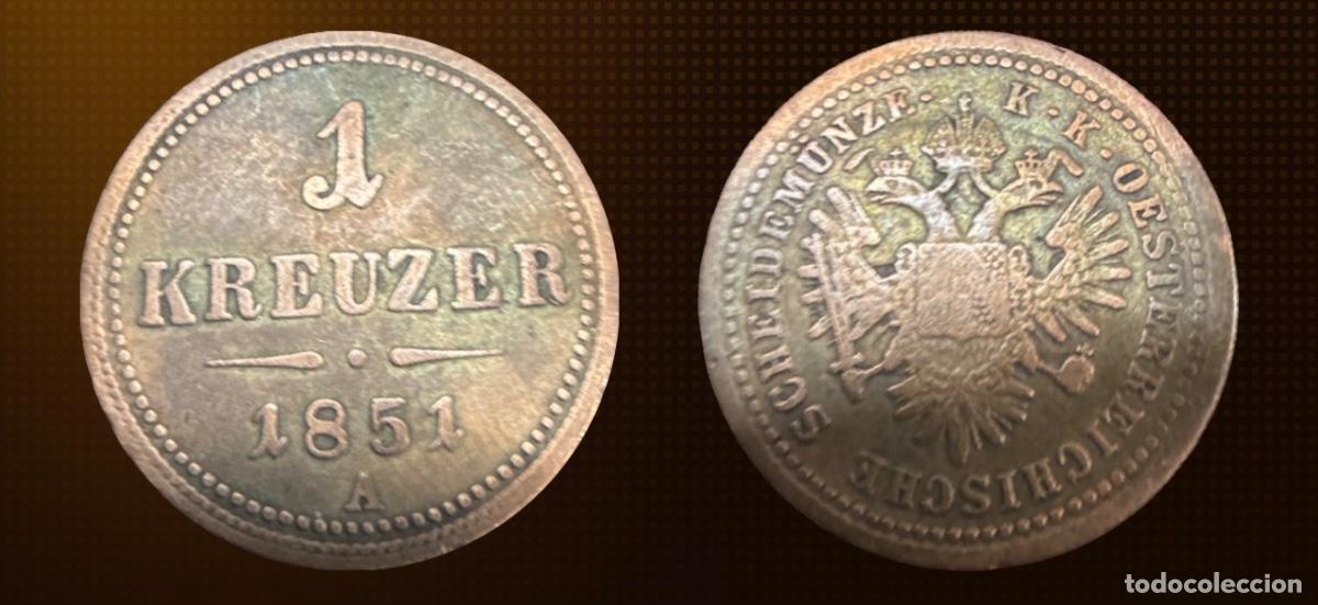 Monedas antiguas de Europa: Austria 1 kreuzer &middot; 1851-A