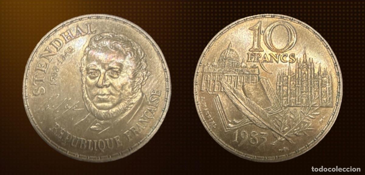 Moedas antigas da Europa: Francia 10 francos, 200 Aniversario - Nacimiento de Stendhal &middot; 1983