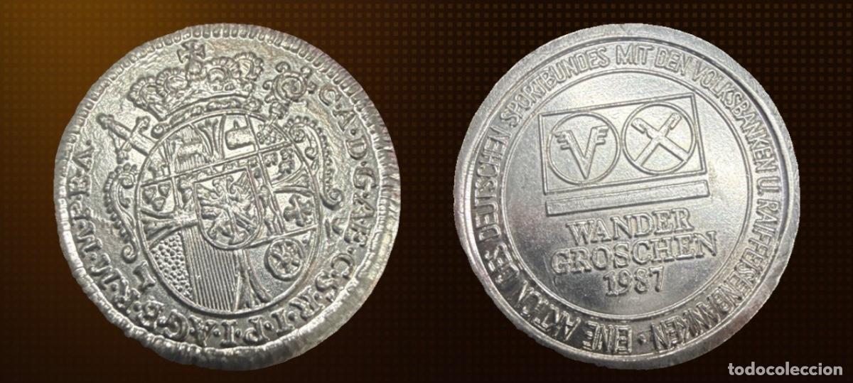 Old Coins of Europe: Medalla Wandergroschen del Banco Volksbanken y Raiffeisenbanken 1987
