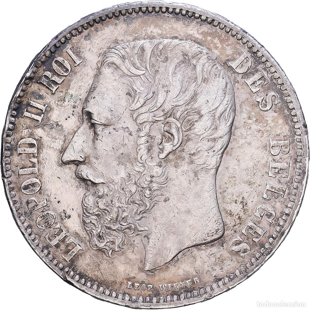 Old Coins of Europe: [#1552438] B&eacute;lgica, Leopold II, 5 Francs, 5 Frank, 1868, Brussels, Plata, EBC, KM:24