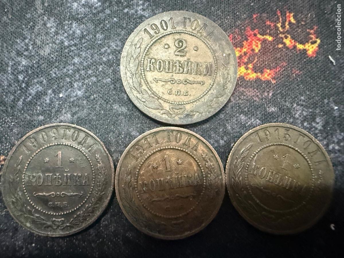 Monedas antiguas de Europa: 4 monedas Rusia Imperial 1901&ndash;1915 | Zares Nicol&aacute;s II | Kopeks