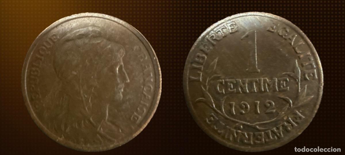 Moedas antigas da Europa: Francia 1 c&eacute;ntimo &middot; 1912