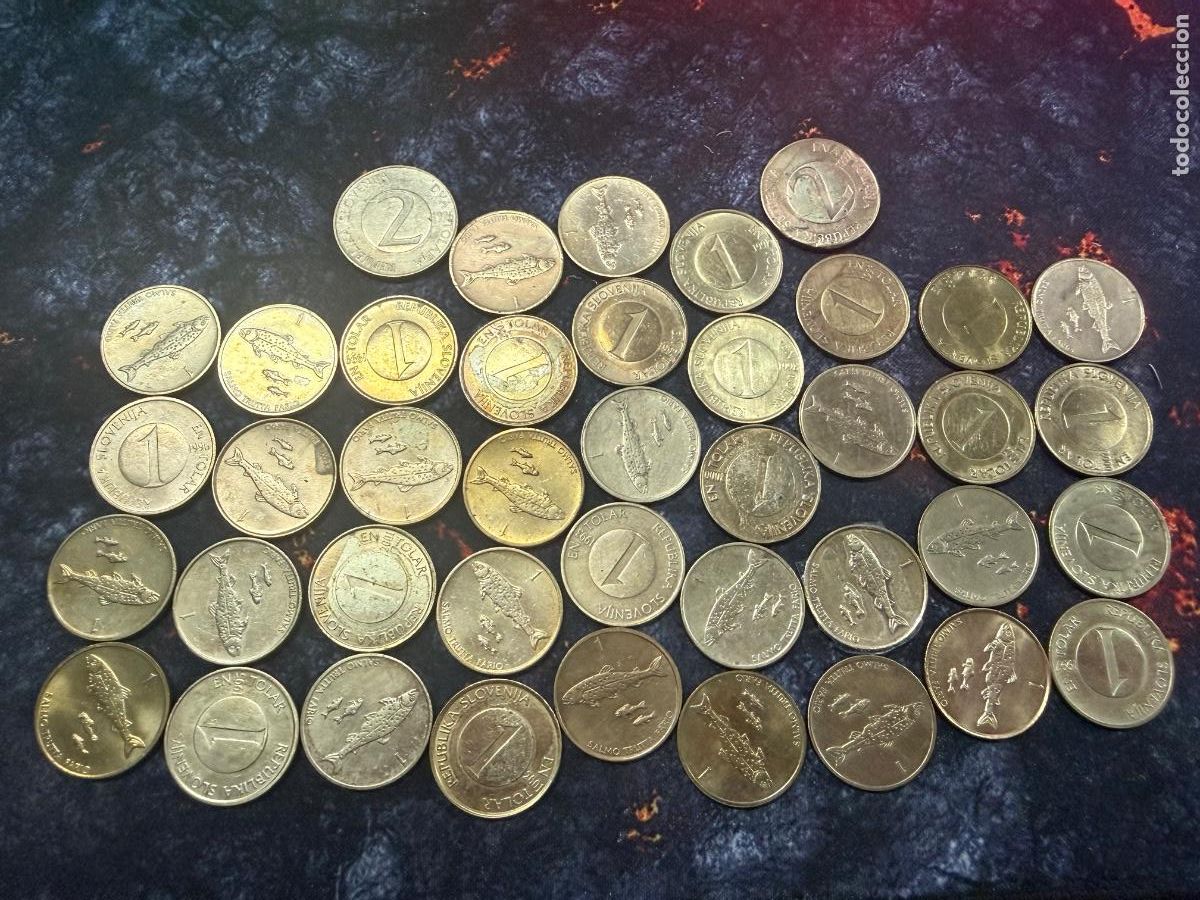 Monete antiche di Europa: Lote 54 | 41 monedas Eslovenia 1 y 2 t&oacute;lares &ndash; Antes del euro