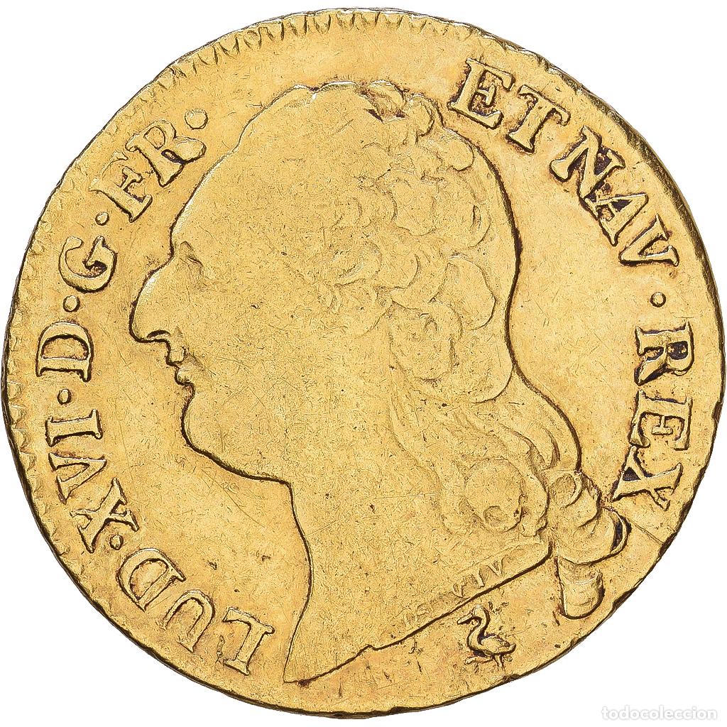 Monnaies anciennes de Europe: [#1547887] Francia, Louis XVI, Louis d'or &agrave; la t&ecirc;te nue, 1786, Paris, Oro, BC+