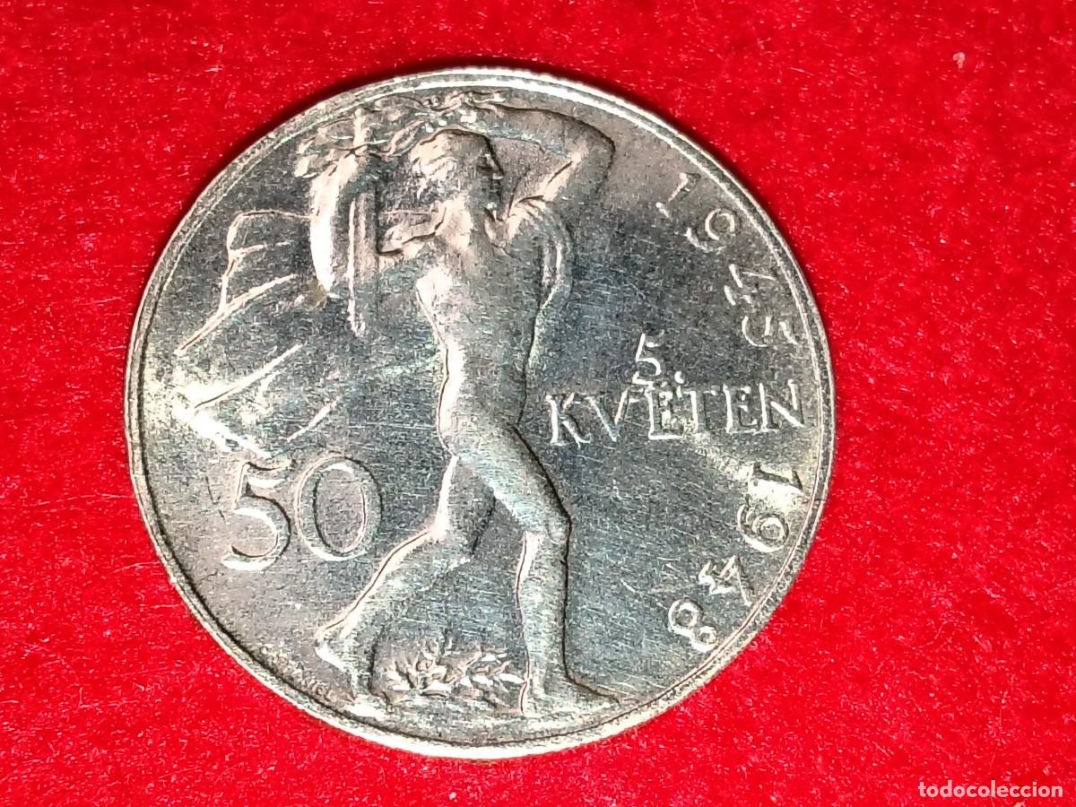 Monedas antiguas de Europa: MONEDA DE PLATA DE 50 CORONAS 1948 CHECOSLOVAQUIA
