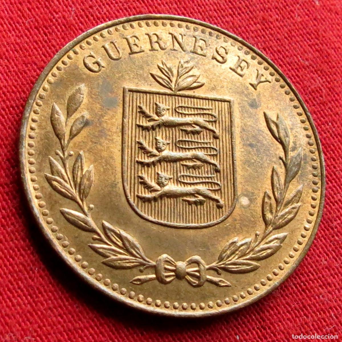 Monedas antiguas de Europa: Guernsey 8 doubles 1949 - Foto 2