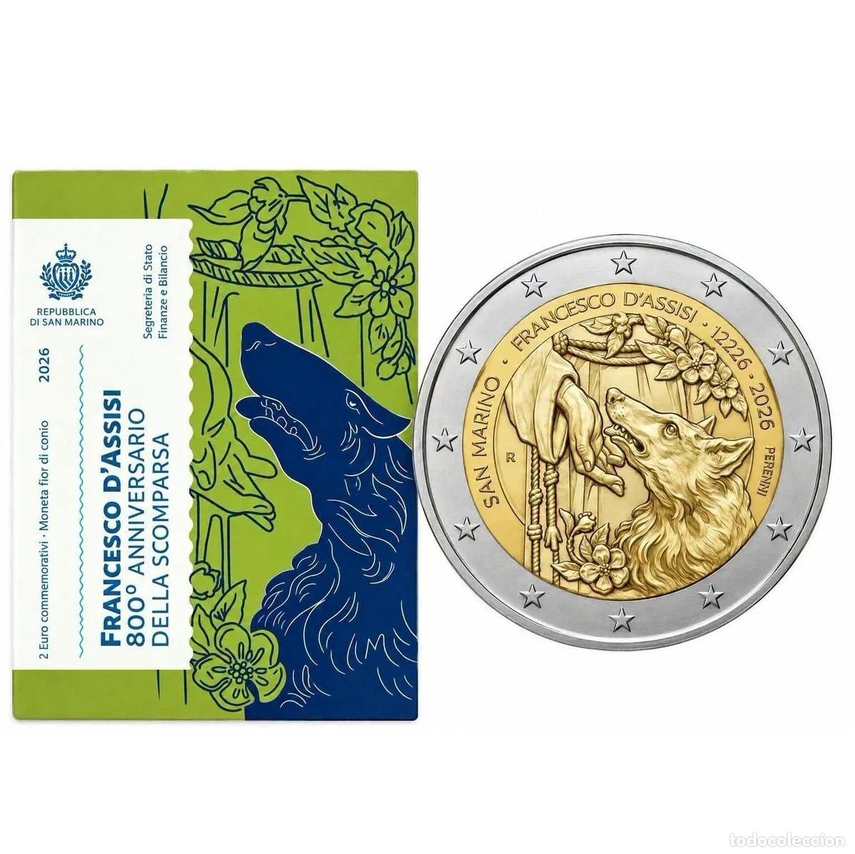 Monedas antiguas de Europa: SAN MARINO 2 euro 2026 - 800.&ordm; aniversario muerte de San Francisco de Asis