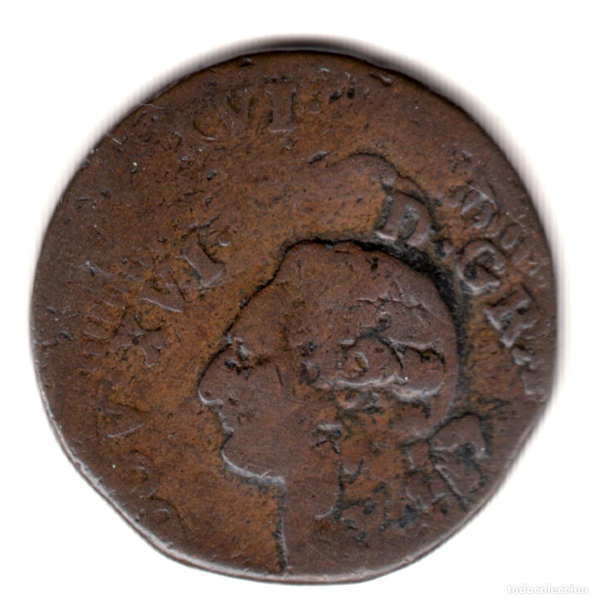Monedas antiguas de Europa: 1 sol Luis XVI Rey de Francia y Navarra sin fecha ERROR - DOBLE ACU&Ntilde;ACI&Oacute;N rara