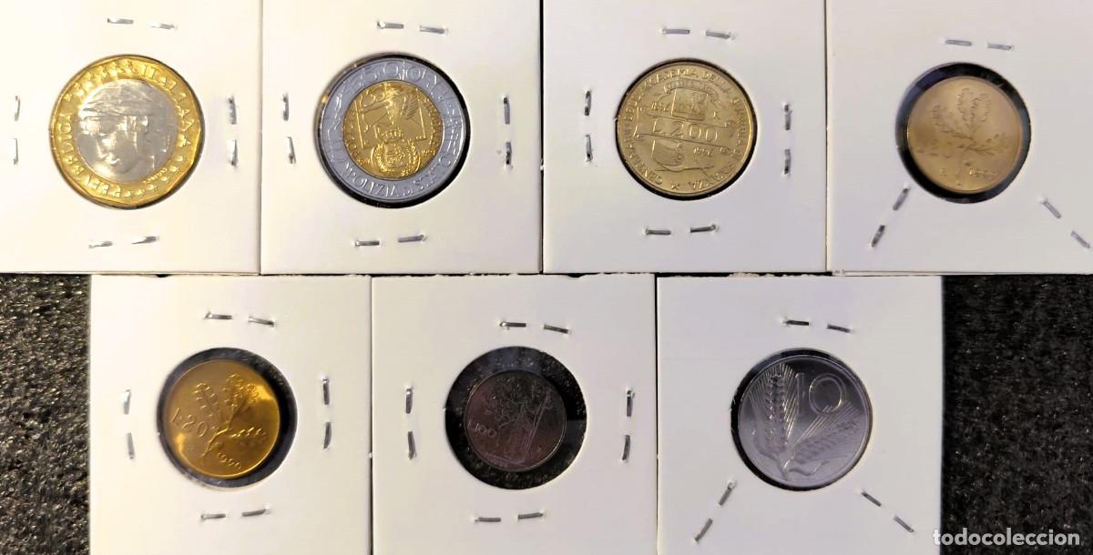 Old Coins of Europe: Rep&uacute;blica Italiana, 7 monedas Liras, 1990 a 1997 Mapa y Espiga 1990 Lote 1895