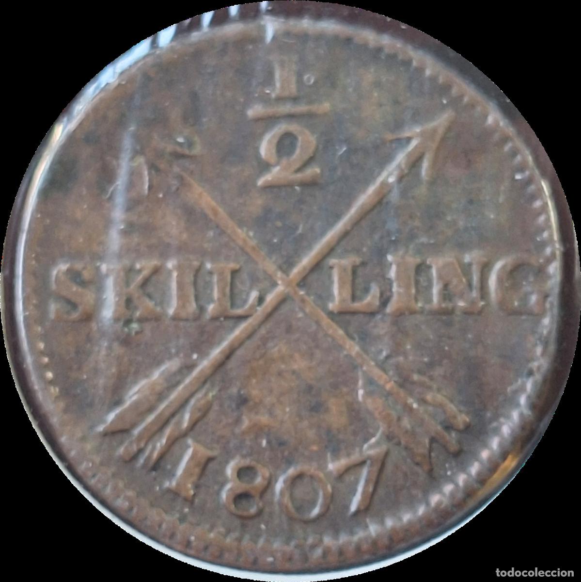 Alte M&uuml;nzen aus Europa: Suecia. 1/2 Skilling 1807. Gustavo Adolfo IV.