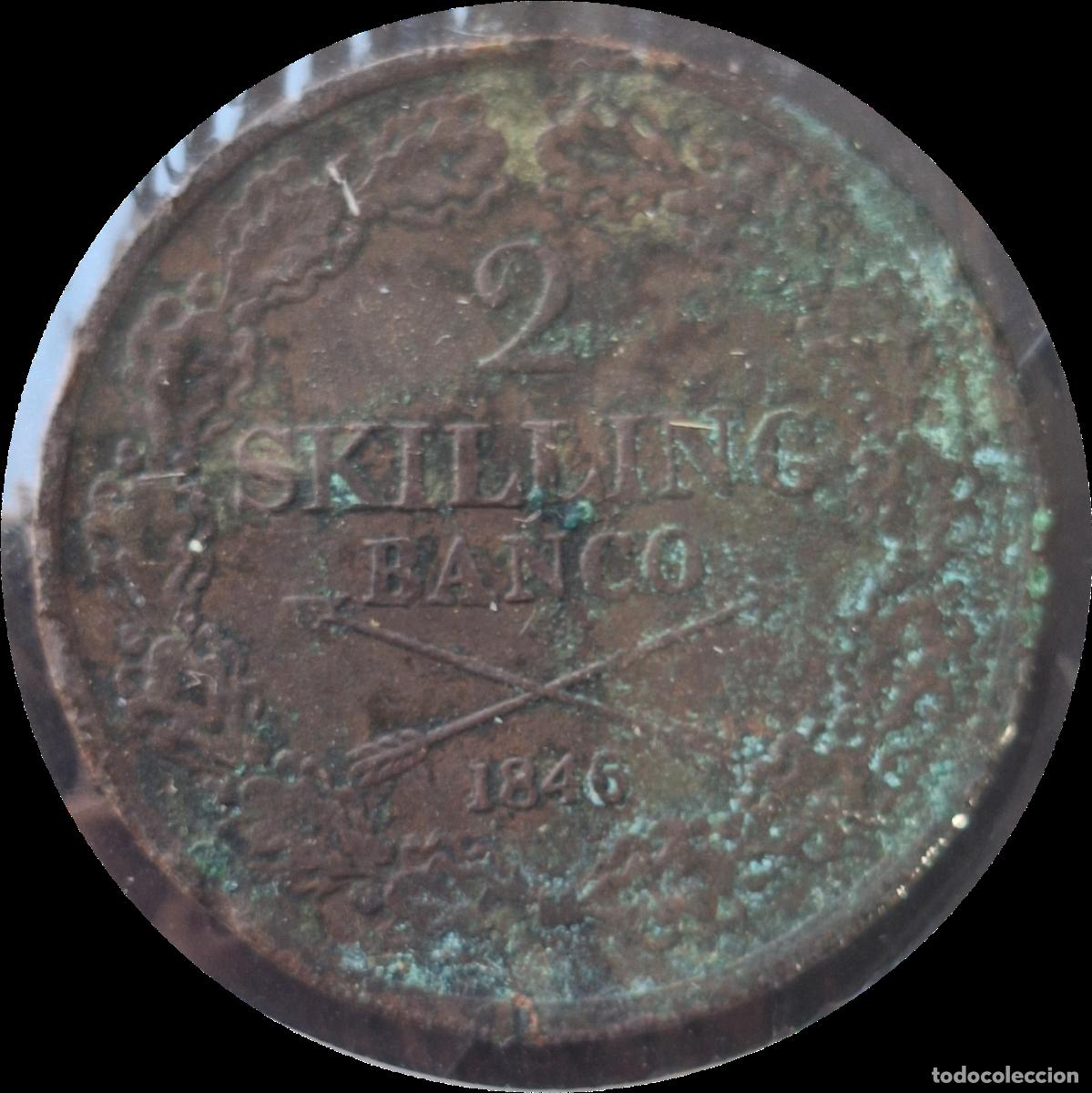 Moedas antigas da Europa: Suecia. 2 Skilling 1846. &Oacute;scar I. Rara
